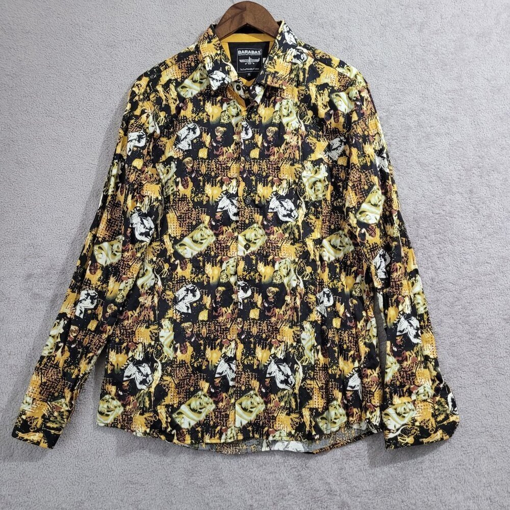 Barabas Lady Printed Mens XL Long-Sleeve Button-Down Shirt   JPT